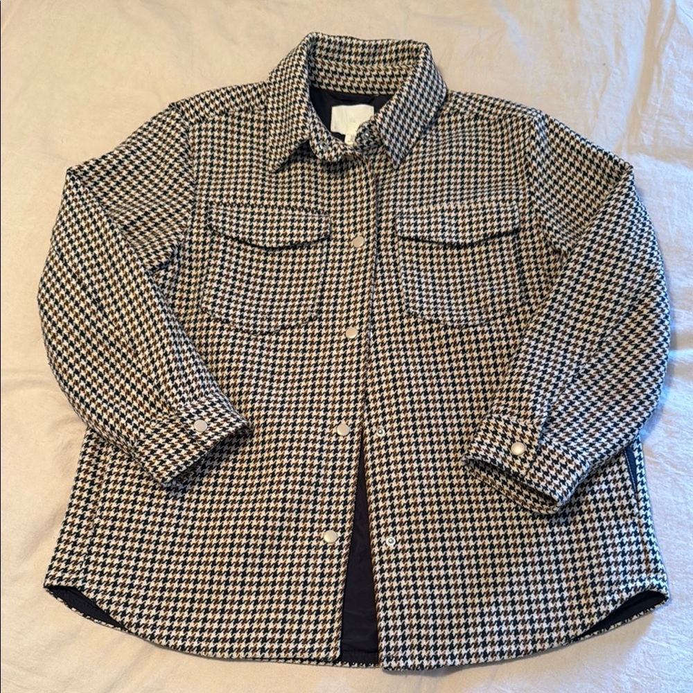 Women’s H&M Navy/Brown Houndstooth Shacket - Size M